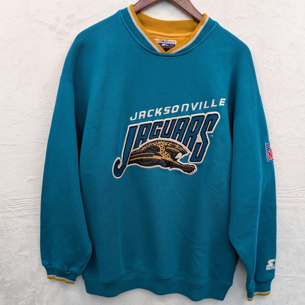 VTG Starter Jacksonville Jaguars NFL Men's Sweatshirt XL Teal Banned Logo 90s